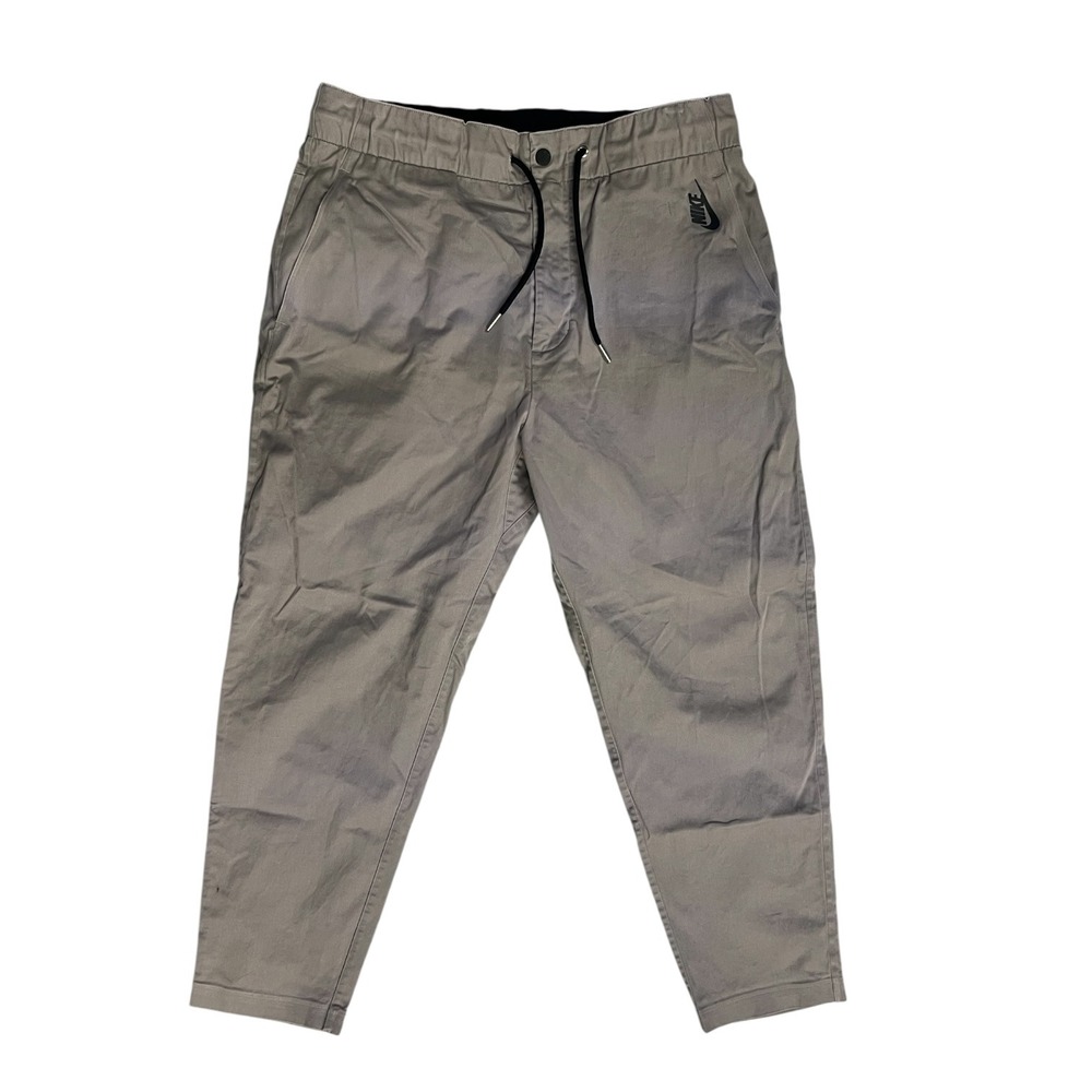 Nike Mens Gray Chino Jogger Pants Elastic Waist Tapered Leg Size Large